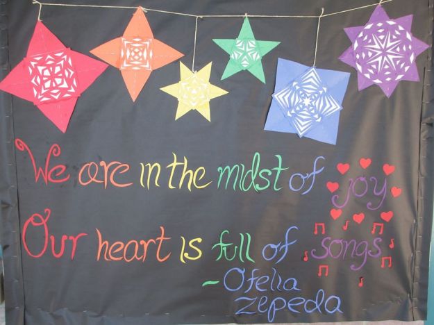 Winter 2013, Another Ofelia Zepeda quote, paired with my take on the beautiful Mexican tin lanterns. I used layers and string for dimensionality here. 