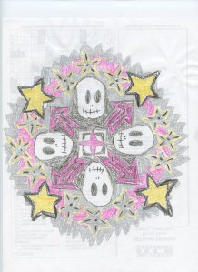 This whimsical punk mandala was inspired by a visit to the Hot Topic store at the mall