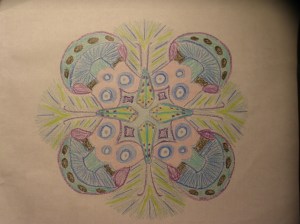 A caddisfly themed mandala for an entomologist friend