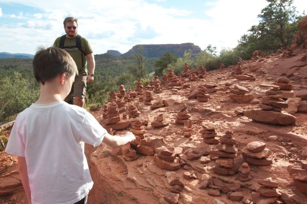 Rows of rock balances