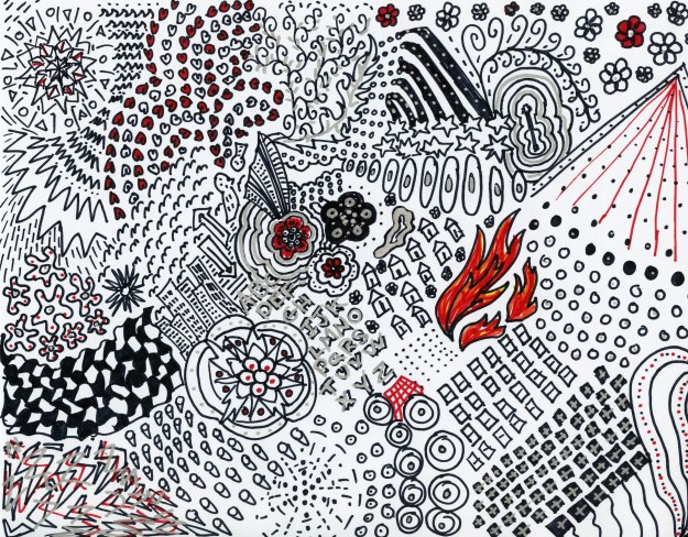 All Sharpies, all the time: black, red, silver. 